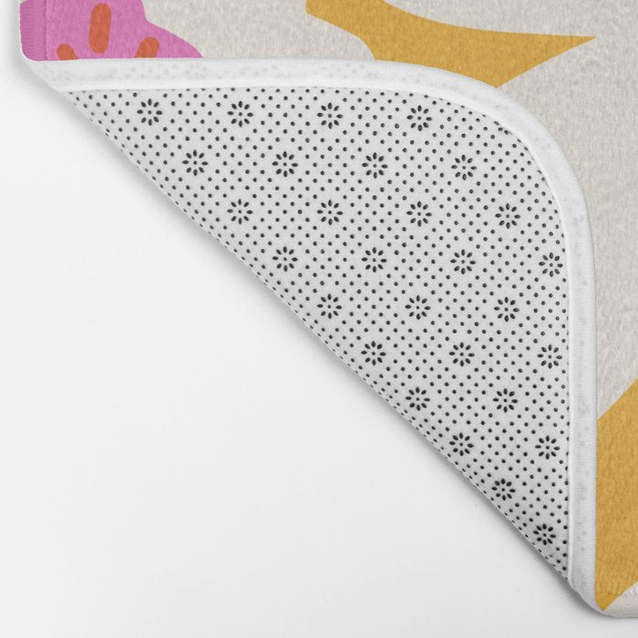 Retro Daisy - Yellow, Pink and White Bath Mat Gallery Image 2