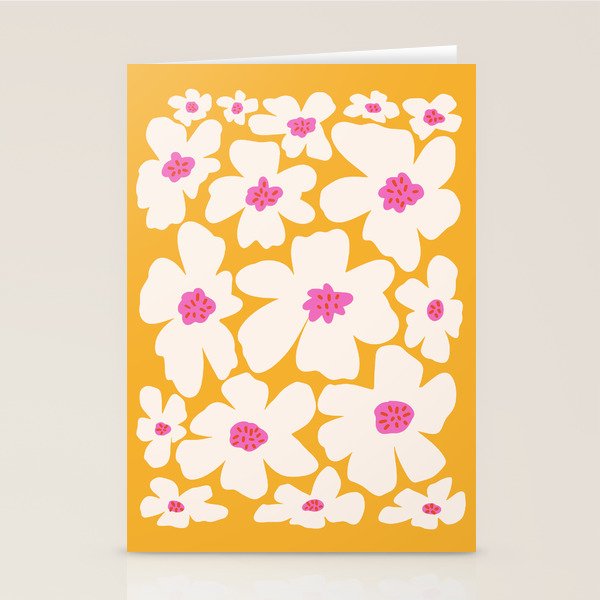 Retro Daisy - Yellow, Pink and White Stationery Card Gallery Image 2