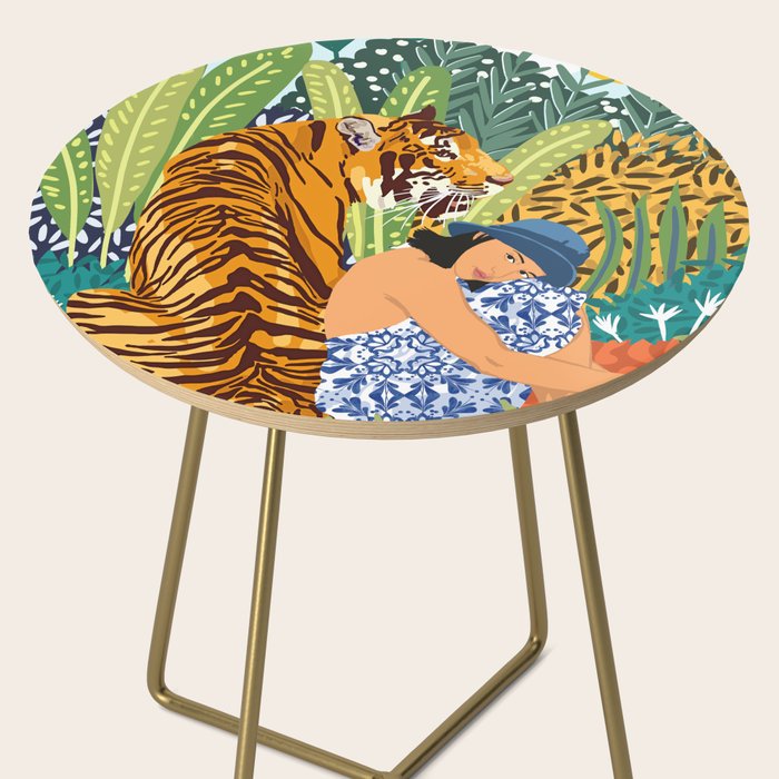 Awaken The Tiger Within Illustration, Wildlife Nature Wall Decor, Jungle Human Nature Connection Side Table Gallery Image 2