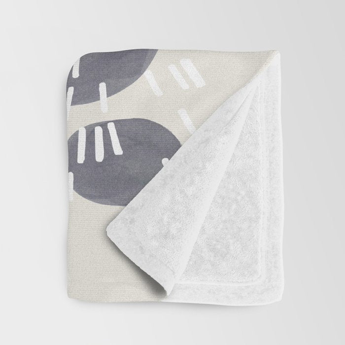 Fun Mid Century Modern Abstract Minimalist Olive Green Rings Grey Black Accent Throw Blanket Gallery Image 3