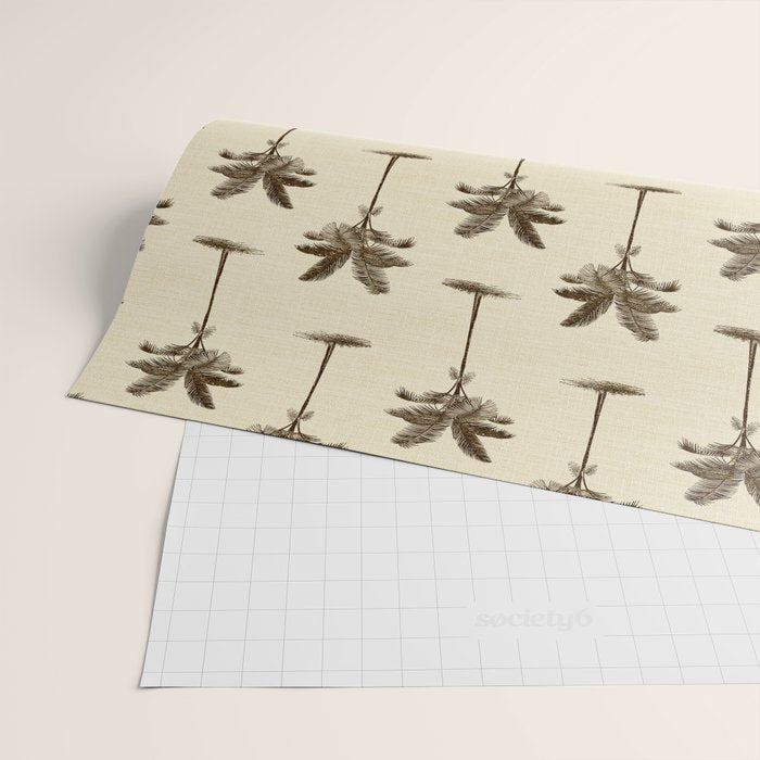 Etched Palm Trees on Vintage Linen Wrapping Paper Gallery Image 2