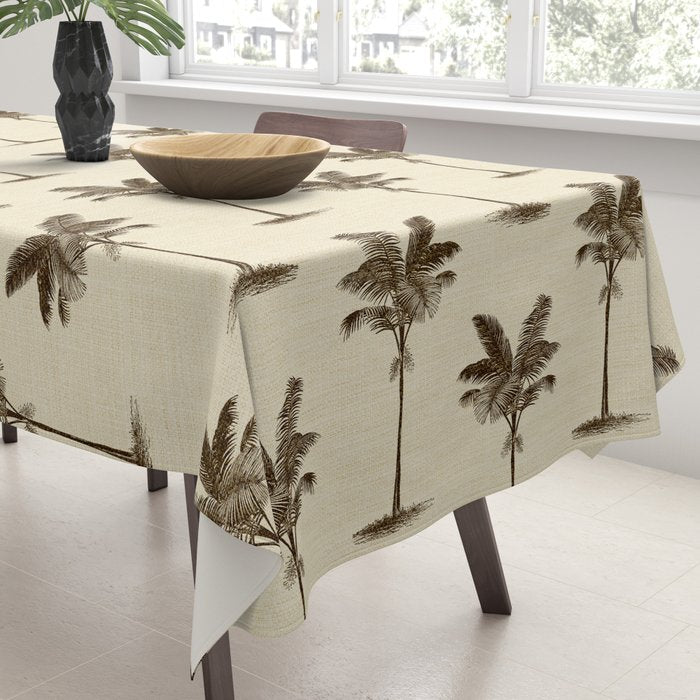 Etched Palm Trees on Vintage Linen Tablecloth Gallery Image 3