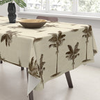 Etched Palm Trees on Vintage Linen Tablecloth Gallery Image 3