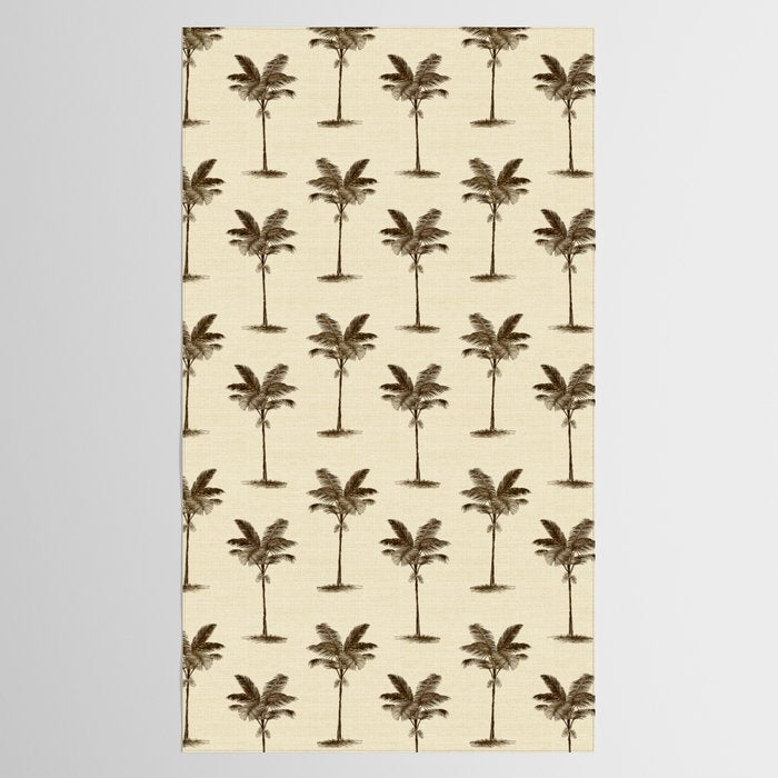 Etched Palm Trees on Vintage Linen Tablecloth Gallery Image 2