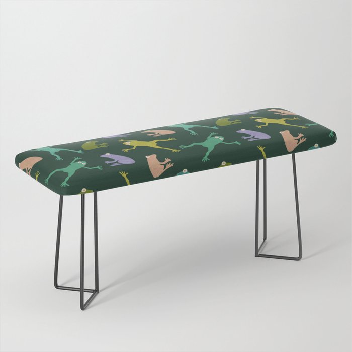 Frog party, fun frogs pattern dark Bench Gallery Image 1