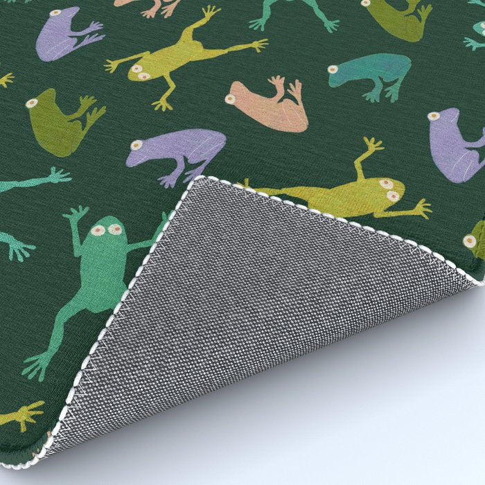 Frog party, fun frogs pattern dark Rug Gallery Image 4