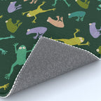 Frog party, fun frogs pattern dark Rug Gallery Image 4