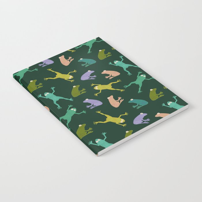Frog party, fun frogs pattern dark Notebook Gallery Image 2