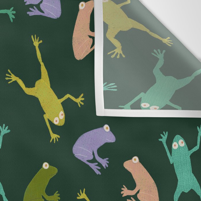 Frog party, fun frogs pattern dark Wall Tapestry Gallery Image 3