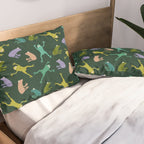Frog party, fun frogs pattern dark Pillow Sham Gallery Image 2