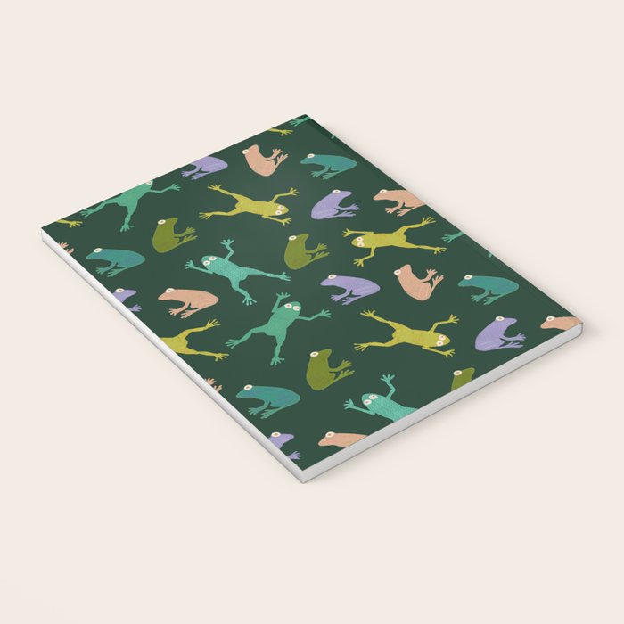 Frog party, fun frogs pattern dark Notebook Gallery Image 3