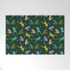 Frog party, fun frogs pattern dark Welcome Mat Gallery Image 1