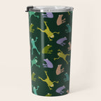 Frog party, fun frogs pattern dark Travel Mug Gallery Image 3