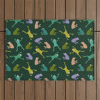 Frog party, fun frogs pattern dark Outdoor Rug Gallery Image 1