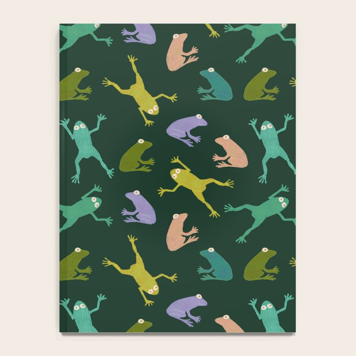 Frog party, fun frogs pattern dark Notebook Gallery Image 4
