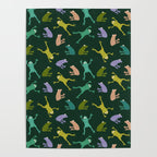 Frog party, fun frogs pattern dark Poster Gallery Image 4