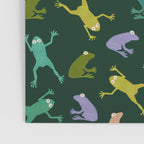 Frog party, fun frogs pattern dark Poster Gallery Image 3
