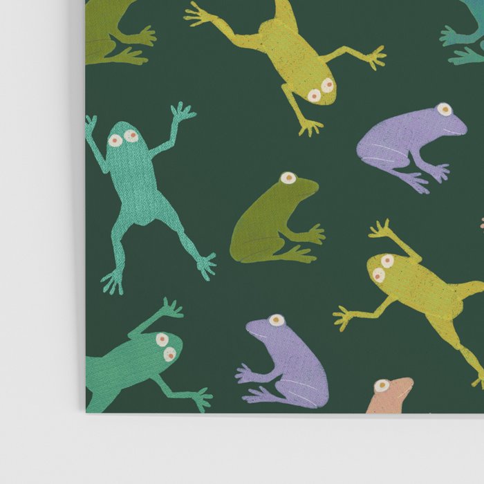 Frog party, fun frogs pattern dark Poster Gallery Image 3