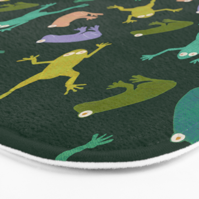Frog party, fun frogs pattern dark Bath Mat Gallery Image 3