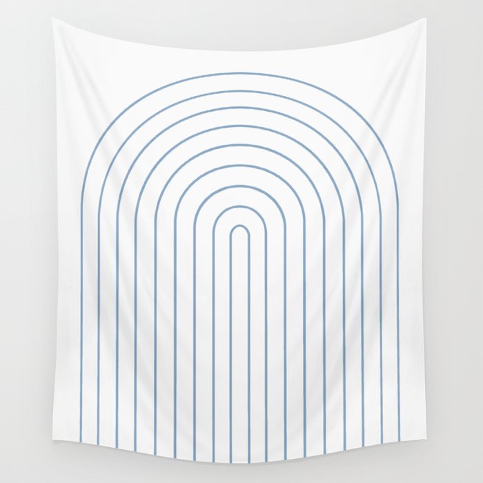 Minimal Arch XXV White and Blue Green Modern Geometric Lines Wall Tapestry Gallery Image 4
