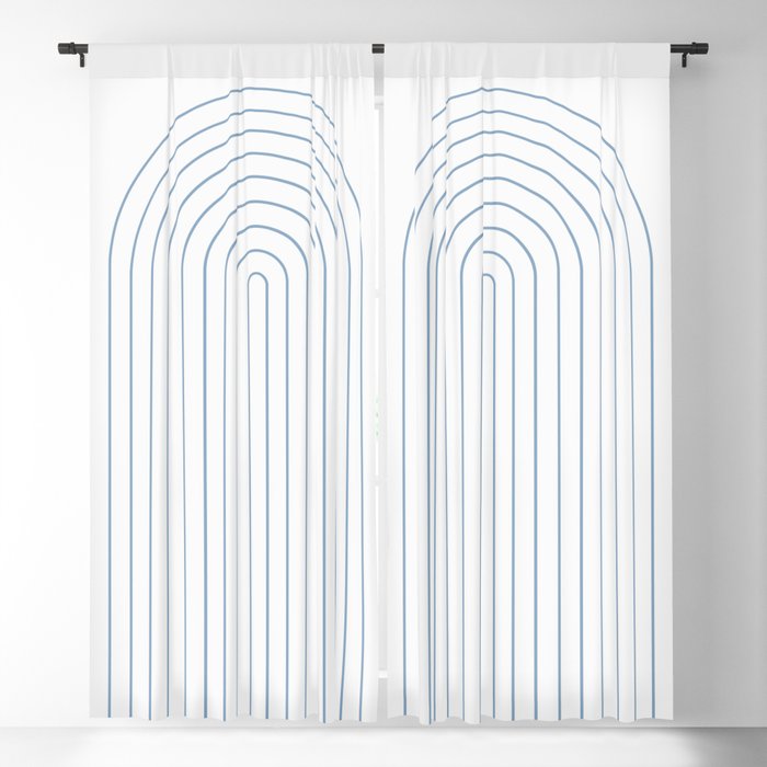 Minimal Arch XXV White and Blue Green Modern Geometric Lines Window Curtain Gallery Image 5