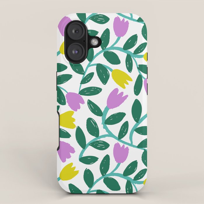Simple Floral - Green, Very Peri and Yellow iPhone Case Gallery Image 1