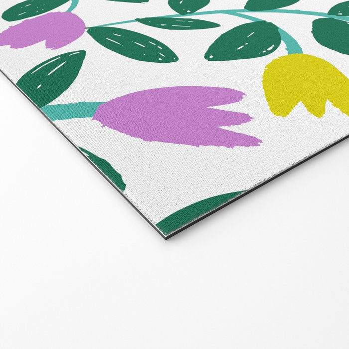 Simple Floral - Green, Very Peri and Yellow Welcome Mat Gallery Image 2