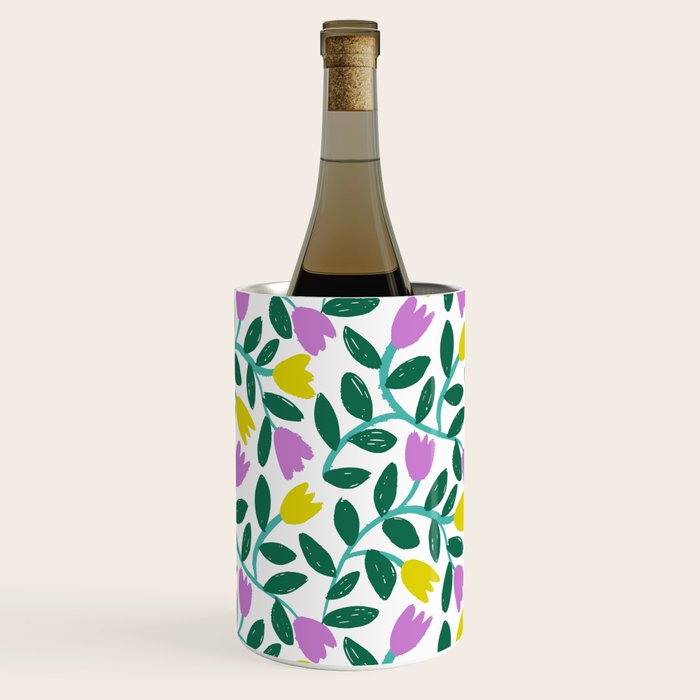 Simple Floral - Green, Very Peri and Yellow Wine Chiller Gallery Image 3