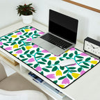 Simple Floral - Green, Very Peri and Yellow Desk Mat Gallery Image 2