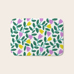 Simple Floral - Green, Very Peri and Yellow Bath Mat Gallery Image 1