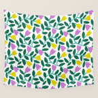 Simple Floral - Green, Very Peri and Yellow Wall Tapestry Gallery Image 4