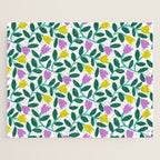 Simple Floral - Green, Very Peri and Yellow Jigsaw Puzzle Gallery Image 1