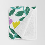 Simple Floral - Green, Very Peri and Yellow Throw Blanket Gallery Image 3
