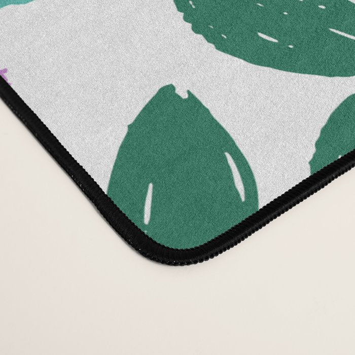 Simple Floral - Green, Very Peri and Yellow Desk Mat Gallery Image 4