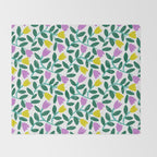 Simple Floral - Green, Very Peri and Yellow Throw Blanket Gallery Image 2