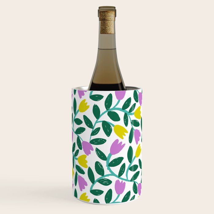 Simple Floral - Green, Very Peri and Yellow Wine Chiller Gallery Image 1