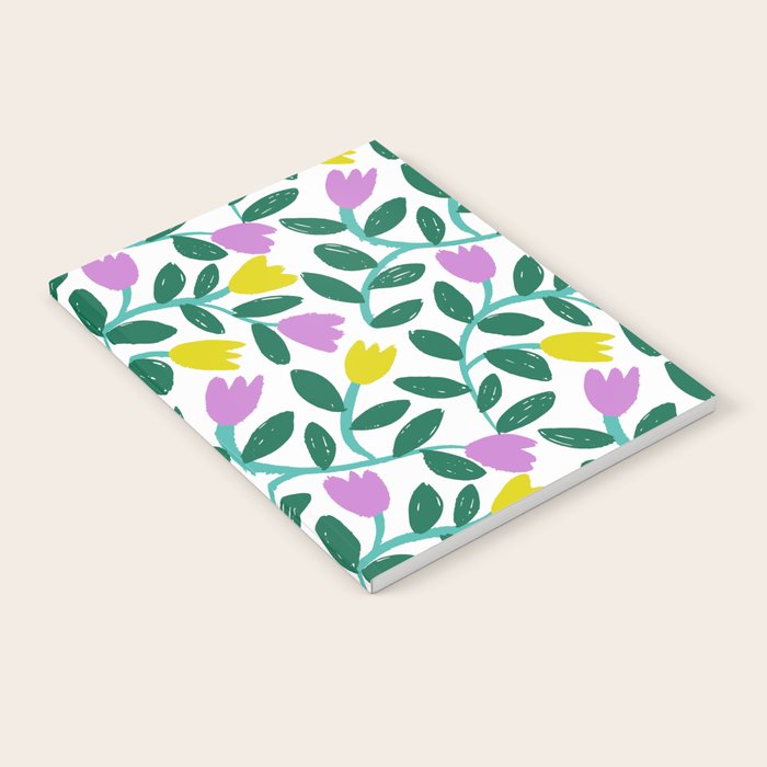 Simple Floral - Green, Very Peri and Yellow Notebook Gallery Image 1