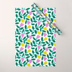 Simple Floral - Green, Very Peri and Yellow Wrapping Paper Gallery Image 1