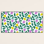 Simple Floral - Green, Very Peri and Yellow Desk Mat Gallery Image 3