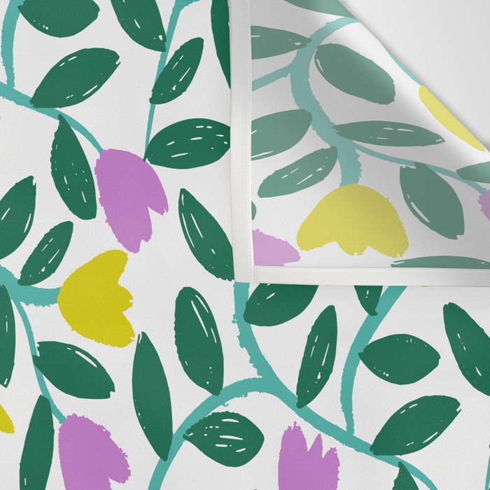 Simple Floral - Green, Very Peri and Yellow Wall Tapestry Gallery Image 3