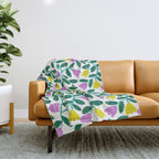 Simple Floral - Green, Very Peri and Yellow Throw Blanket Gallery Image 1