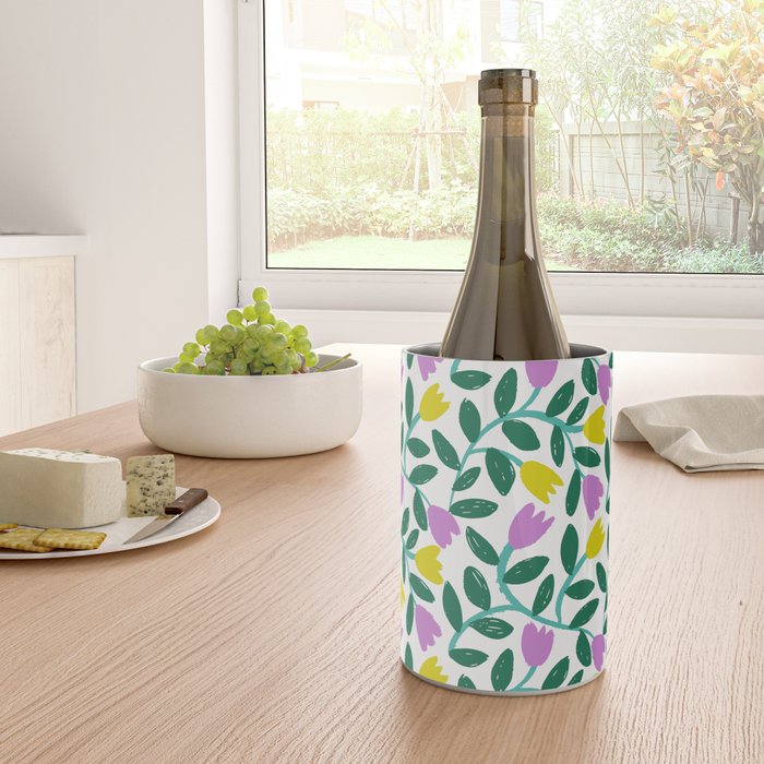 Simple Floral - Green, Very Peri and Yellow Wine Chiller Gallery Image 4