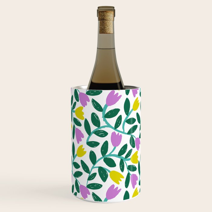 Simple Floral - Green, Very Peri and Yellow Wine Chiller Gallery Image 2