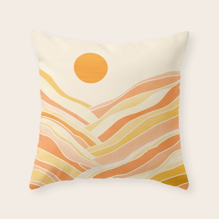 Golden Mountain Sunset / Abstract Landscape Throw Pillow Gallery Image 6