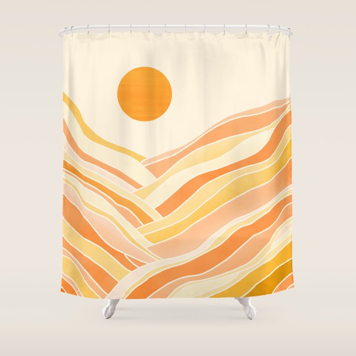 Golden Mountain Sunset / Abstract Landscape Shower Curtain Gallery Image 1