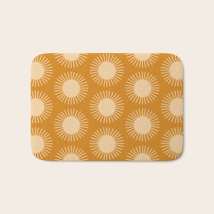 Boho Summer Sun Pattern II Desert Orange Bath Mat Gallery Image 1