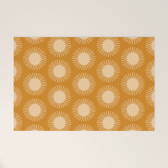 Boho Summer Sun Pattern II Desert Orange Welcome Mat Gallery Image 1