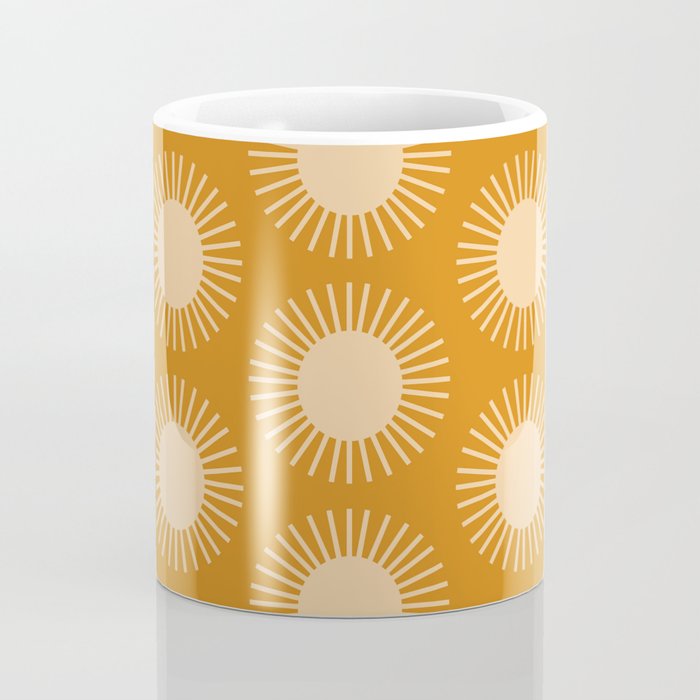 Boho Summer Sun Pattern II Desert Orange Coffee Mug Gallery Image 4