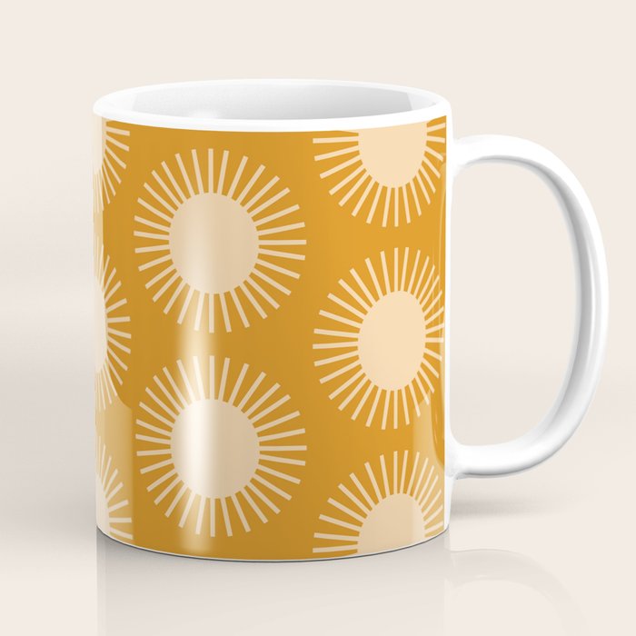 Boho Summer Sun Pattern II Desert Orange Coffee Mug Gallery Image 1