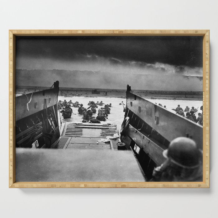 Into the Jaws of Death - D-day Vintage Photo by Robert F. Sargent Serving Tray Gallery Image 1